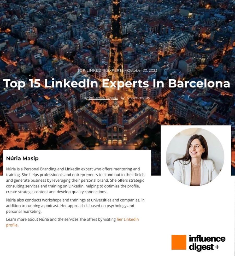 top 15 expertos de Linkedin en Barcelona - Núria Masip